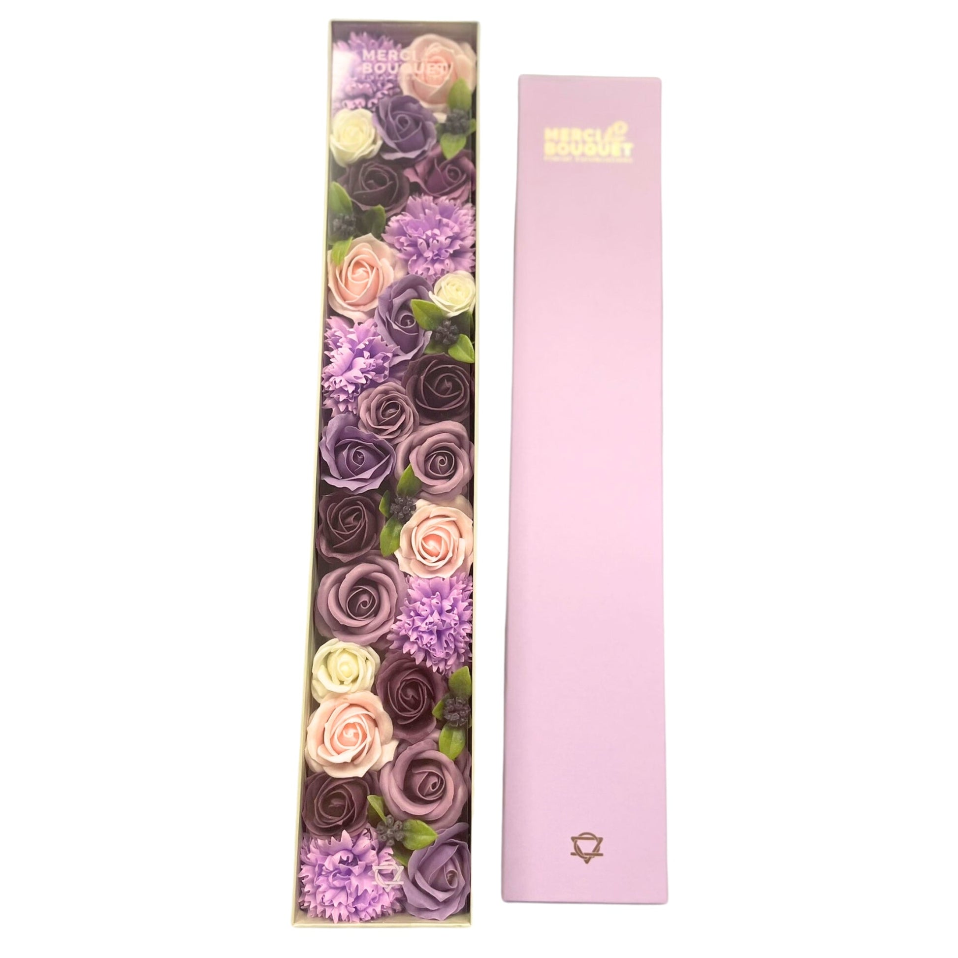 Extra Long - Lavender Rose & Carnation Soap Flower Bouquet-3