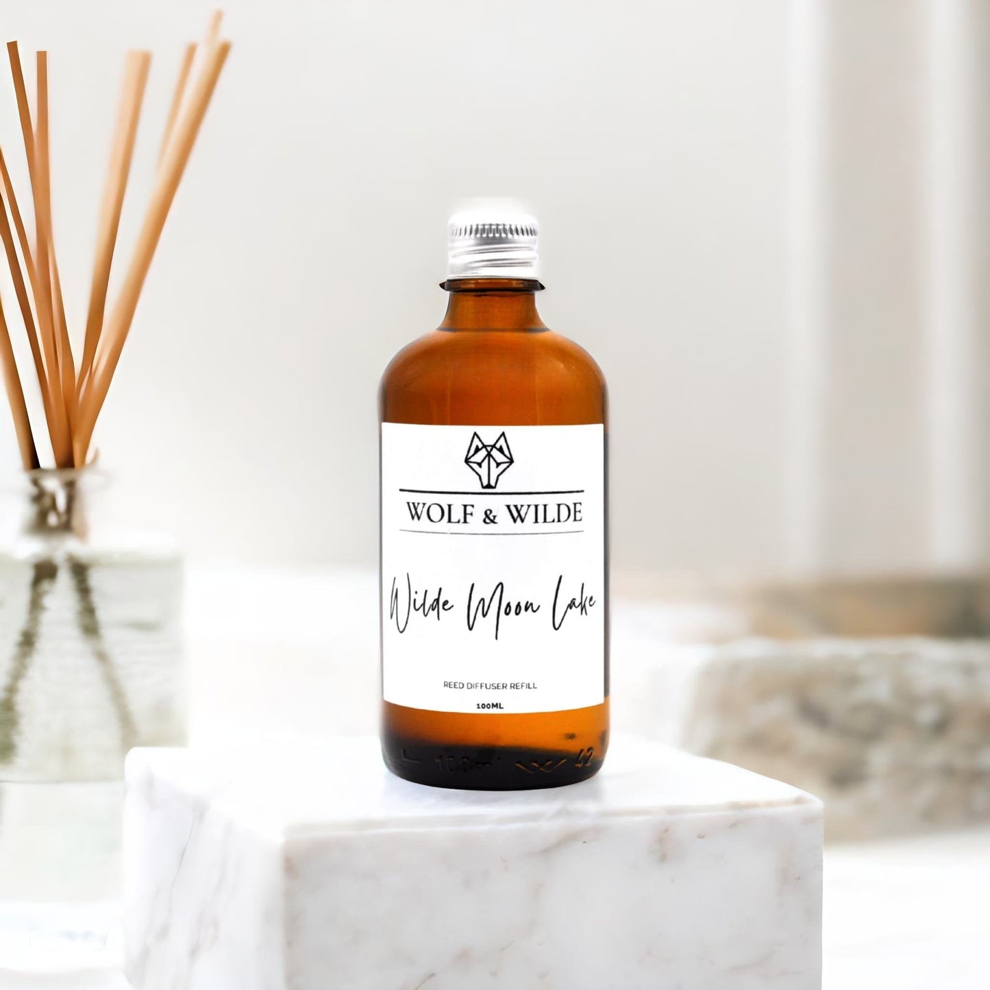 Wilde Moon Lake 100ML Luxury Reed Diffuser Refill In Amber Glass Bottle-2