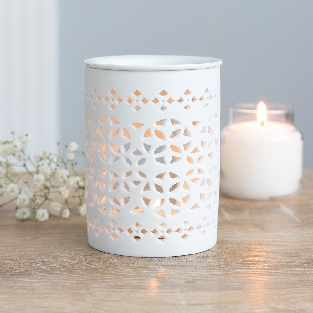 WHITE MATTE CUT OUT OIL / WAX MELT TEALIGHT BURNER-0