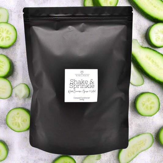 Wilde Cucumber, Ginger & Mint Scented Shake & Sprinkle. Strong Carpet Freshener. 500g | Vegan Friendly | Cruelty Free | Handmade In UK | Highly Scented | Carpet Cleaner-0